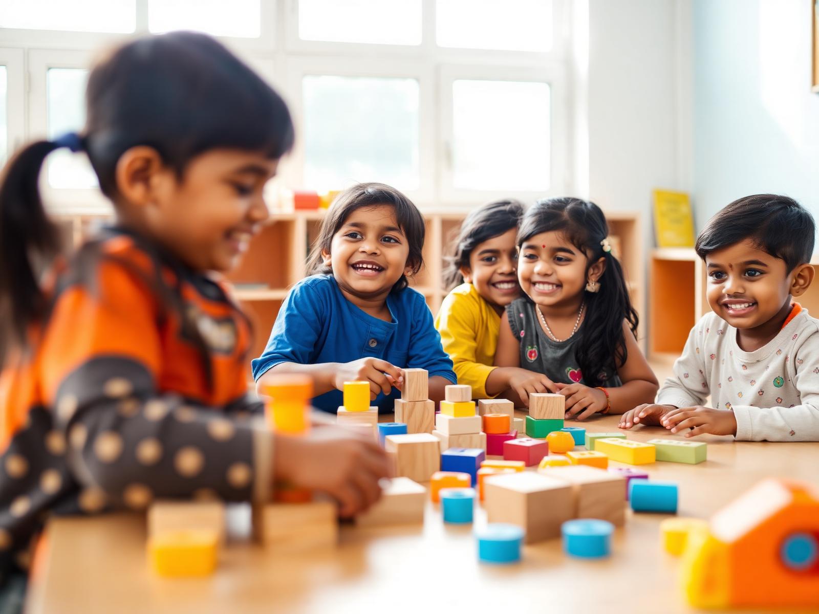 Children playing with blocks