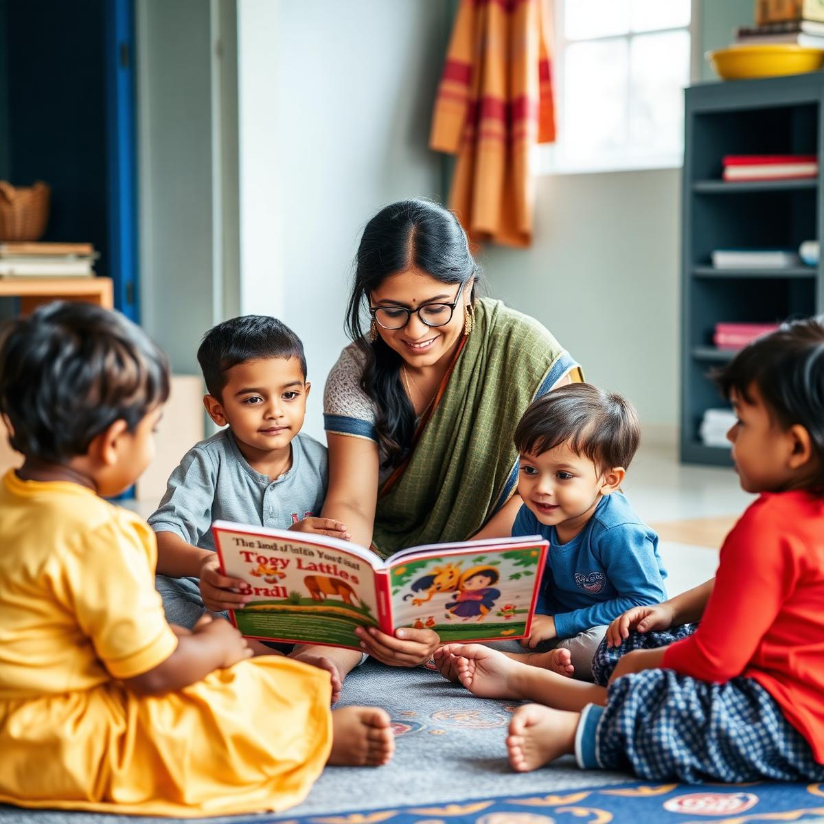 Teacher reading to children